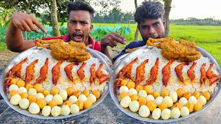 Eating spicy full chicken curry and shrimp curry with rice 🍤 🦐 🦐 [upl. by Bria]