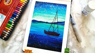 Watercolor pencil landscape for beginners [upl. by Notyalc]