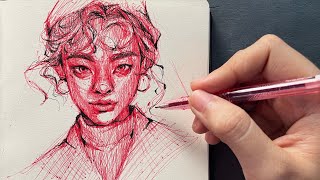 Portrait drawing with ballpens  shading [upl. by Brieta]