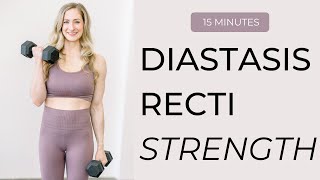 Diastasis Recti Strength Workout  full body with dumbbells  safe for diastasis recti Csection [upl. by Ennalorac]