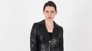 Tyrell Full length Womens Black Long Leather Coat  ALiN [upl. by Atsirhc]