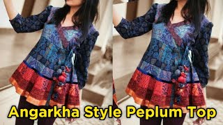 how to make angarkha style peplum top cutting and stitching very easy  top cutting and stitching [upl. by Cicily]