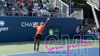 Giovanni Mpetshi Perricard practicing his crazy serve at the 2024 US Open [upl. by Patience658]