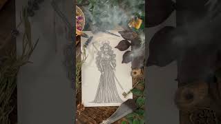 The Goddess Morrigan 🐦‍⬛🖤 dailydrawing witchcraft deitywork drawingtutorial sketchbooktour [upl. by Cr]