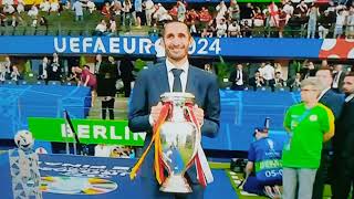 Giorgio Chiellini CARRIES Euro 2024 Trophy TO STADIUM VS England vs Spain Giorgio Chiellini TROPHY [upl. by Emory813]