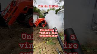 Unloading a vintage fire extinguisher kubota lx2610 fireextinguisher backhoe tractor clowning [upl. by Edahc]