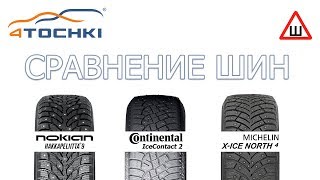 Сравнение шин Nokian Hakkapeliitta 9  Michelin XIce North 4  Continental IceContact 2 на 4 точки [upl. by Dier630]