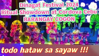 DINAGAT FESTIVAL 2024 Barangay Cogon Ritual Showdown Cordova Fiesta Cebu GROUP DANCE PERFORMANCE [upl. by Suciram]