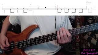 Jessies Girl by Rick Springfield  Bass Cover with Tabs PlayAlong [upl. by Sacram886]