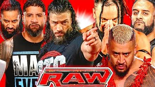 WWE Roman Reigns amp Jey Uso amp jimmy Uso vs Solo Sikoa amp Jacob Fatu amp Tama Tonga Raw TagTeam FULL MATC [upl. by Ynaitirb]