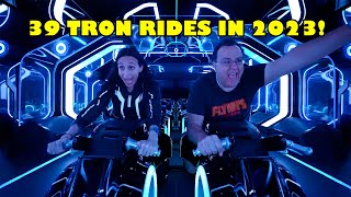 My 39 Rides on TRON Lightcycle Run in 2023 Walt Disney World Magic Kingdom Roller Coaster POV [upl. by Alphonso]