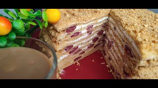 Tort Medovik cu multa visina Cake with honey and cherries торт с медом и вишнейМедовик [upl. by Latif]