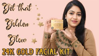 Pilgrim 24k Gold Facial Kit ReviewStep by StepHow to useGet Instant Golden GlowMakeup by Nidhi [upl. by Vocaay]