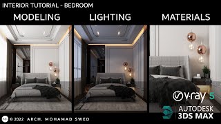 3Ds max amp vray tutorial  Bedroom interior design [upl. by Ayota]