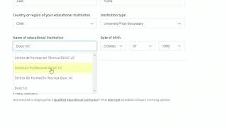Escoger institución educativa  Acreditación cuenta Autodesk Educacional  Añadir a Duoc UC [upl. by Davy787]