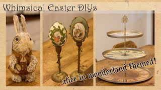 Whimsical Easter DIYs  Dollar Tree Alice in Wonderland Inspired Crafts  DIY Clock Tiered Tray [upl. by Orodisi]