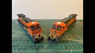 Comparison Ho scale Athearn Genesis 20 Dash 9 vs Scaletrains Rivet Counter Dash 9 BNSF [upl. by Sirret]