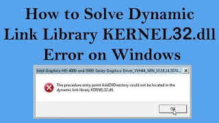 How to Solve Dynamic Link Library KERNEL32dll Error ON Windows Link in Description [upl. by Rabelais]