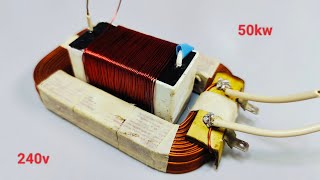 How to turn microwave coils into 50kw super strong generator at home Using Capacitor [upl. by Latham457]