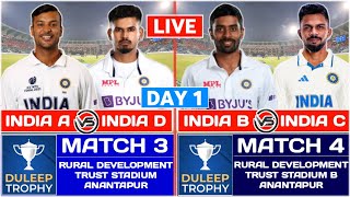 Duleep Trophy 2024 Day 1 Live India A vs India D Live  India B vs India C Live Scores amp Commentary [upl. by Ainivad672]