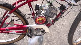 My 66cc gas engine bike motorized bicycle beach cruiser [upl. by Yvehc]