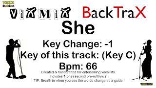 Charles Aznavour  She  Key Change  1  Key of this track Key C 66bpm  Karaoke [upl. by Atiekal]