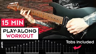 BEST 15 MIN PLAYALONG GUITAR WORKOUT Finger Exercises Alternate Picking Speed Timing [upl. by Ssew]