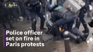 French police clash with protestors during May Day rallies [upl. by Inoy]