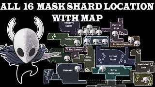 Hidden Mask shard  All 16 location with map  hollow knight godmaster [upl. by Arytal]