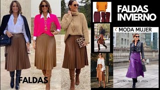 CÓMO COMBINAR FALDAS EN TEMPORADA OTOÑO INVIERNO 202324 MODA PARA MUJERES ELEGANTES [upl. by Atelra]