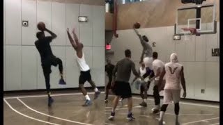 LeBron KD Carmelo JR Smith  sick practice game Offseason 2017 [upl. by Nathanoj]