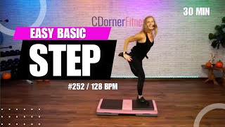 30 Min BASIC Cardio Step Aerobics Workout  128 BPM 252 [upl. by Nocaed]