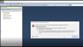Failed to retrieve data for this request MicrosoftSqlServerManagحل مشكلة فتح قاعدة بيانات [upl. by Halley]