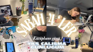 SABAH 4 ‘ TE KALKIP DERS ÇALIŞTIĞIM BİR GÜN ☕️📑💻 KÜTÜPHANE VLOG  yks [upl. by Anaujait]