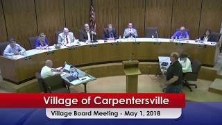 Village of Carpentersville Illinois  Board Meeting 05012018 [upl. by Urien]