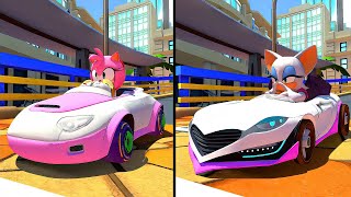 Mario Kart 8 Deluxe  Amy Drver Pink Cabriolet Vs Rouge the Bat Driver Lip Spyder 2Player [upl. by Cimah]