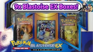 Opening 9 Blastoise EX Red amp Blue collection boxes Generations quotbooster boxquot  36 Packs [upl. by Phillane]