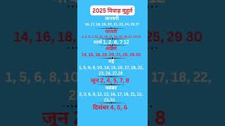 वर्ष 2025 विवाह मुहूर्त [upl. by Yennek]