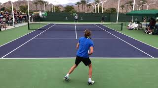 Alexander Zverev w Mischa Zverev  IW Practice Court Level 60fps [upl. by Erlond]