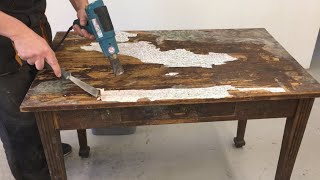 How To Refinish A Wooden Table With Chalk Paint  DIY [upl. by Eelnyl]