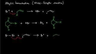 A14 Allylic bromination WohlZiegler reaction with NBS reaction mechanism [upl. by Ellenwahs]