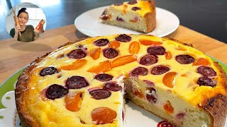 Schneller Quarkkuchen mit Aprikosen und Kirschen  Quark Obst Kuchen [upl. by Cherilynn]