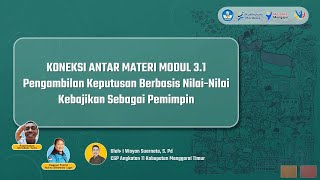 KONEKSI ANTAR MATERI MODUL 31  PENGAMBILAN KEPUTUSAN BERBASIS NILAI KEBAJIKAN SEBAGAI PEMIMPIN [upl. by Kreiker]