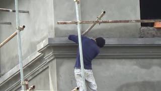 See How Construction Workers Making Cornices Manually From Premixed Cement And Sand [upl. by Kippar]