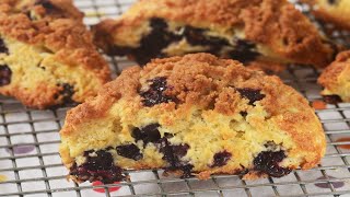 Blueberry Streusel Scones Recipe Demonstration  Joyofbakingcom [upl. by Roban]