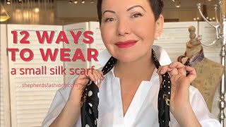 12 Ways to Wear A Small Silk Square Scarf [upl. by Llezo]