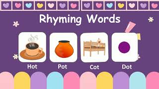 Learning rhyming words of different family like at ot an un Kindergartenreadingcorner [upl. by Tekcirc413]