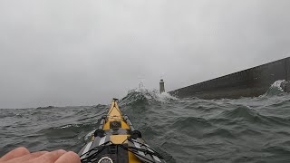 Sea Kayaking in Clapotis Conditions and Surf off Tynemouth Sept 2023 [upl. by Annayram865]