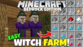 Minecraft Bedrock Easy WITCH FARM Tutorial GunpowderRedstone Farm MCPE Xbox PS5 PC [upl. by Dworman815]