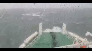 Waves Slam Ferry in Long Island Sound [upl. by Bunns]